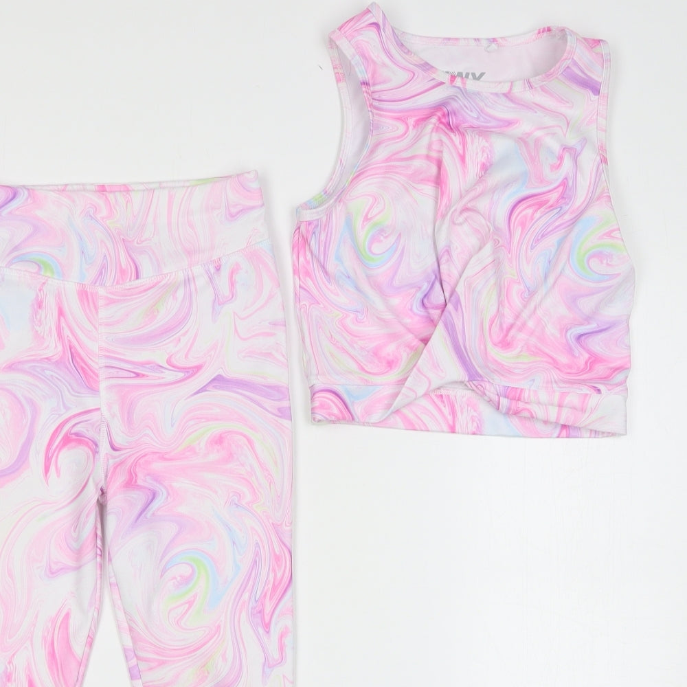NEXT Girls Pink Geometric Polyester Trousers Outfit/Set Size 9-10 Years