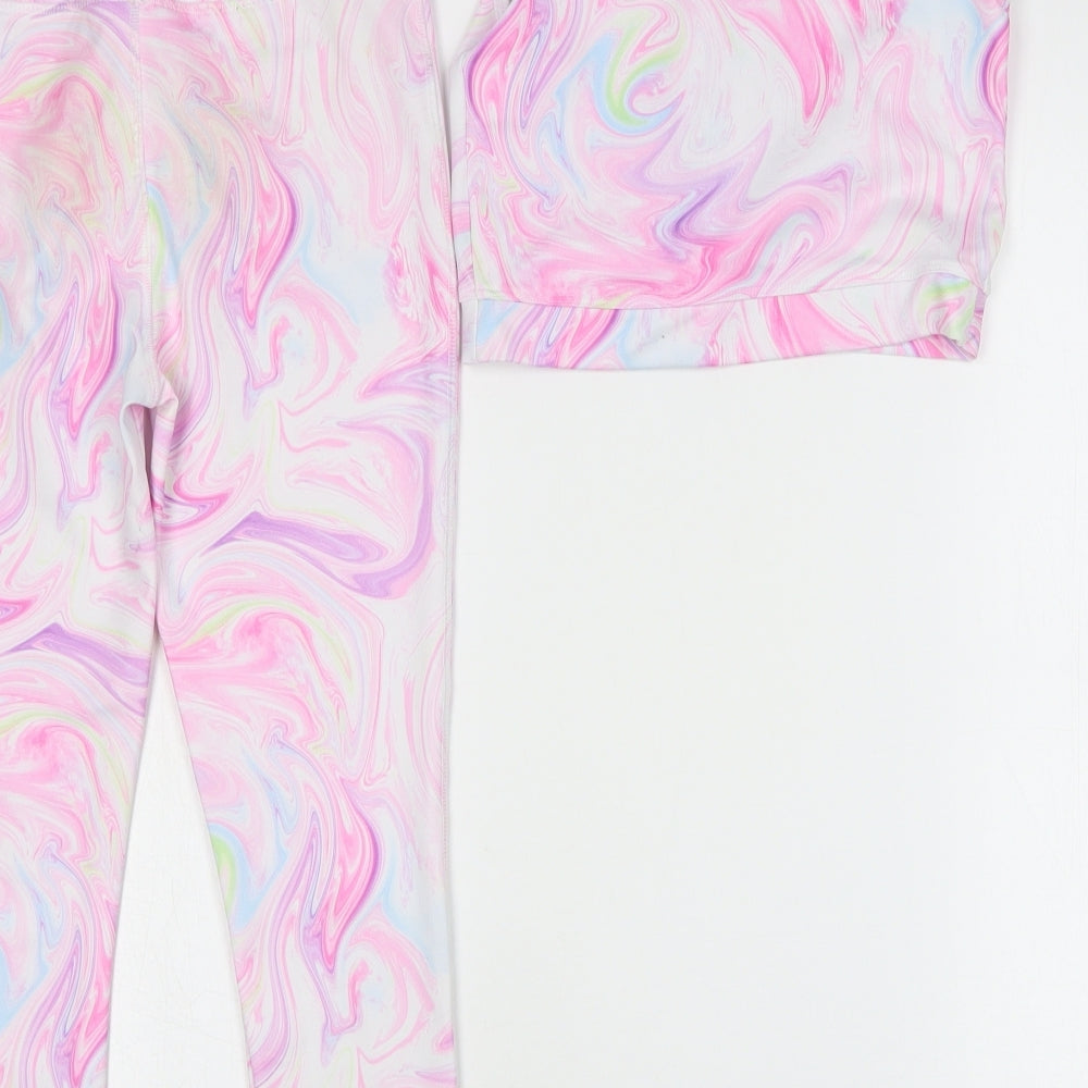 NEXT Girls Pink Geometric Polyester Trousers Outfit/Set Size 9-10 Years