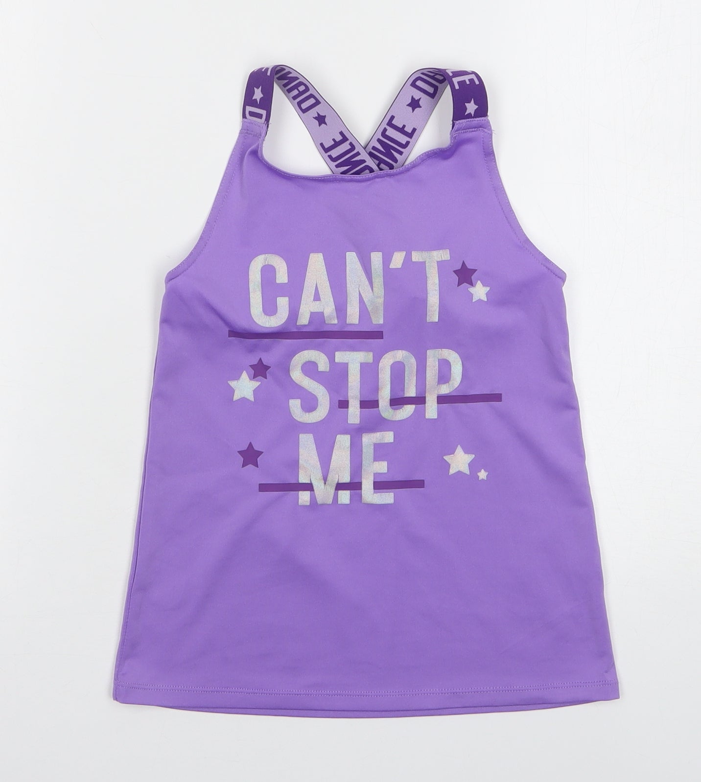 Matalan Girls Purple Polyester Basic Tank Size 6-7 Years Round Neck Pullover - Dance