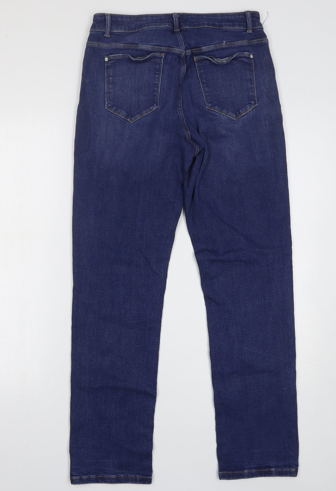 Dunnes Stores Womens Blue Cotton Straight Jeans Size 12 L29 in Regular Button