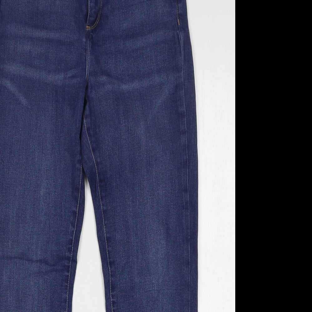 Dunnes Stores Womens Blue Cotton Straight Jeans Size 12 L29 in Regular Button
