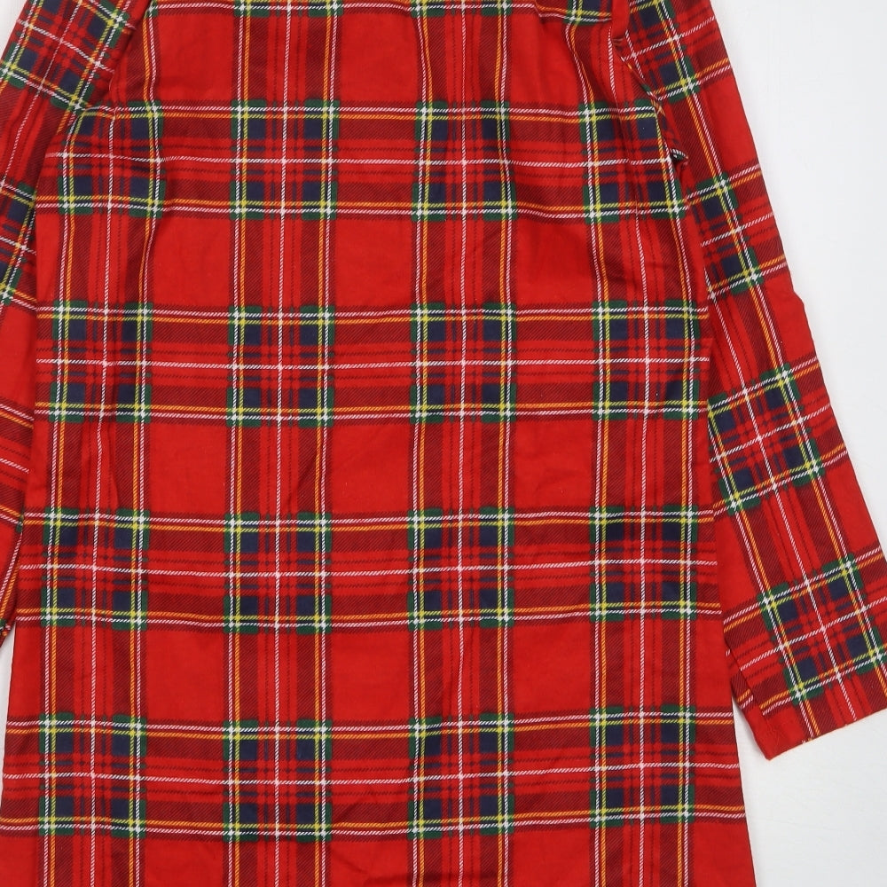 Adore Womens Red Plaid Cotton Top Nightshirt Size 8 Button