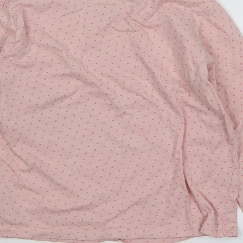 Primark Girls Pink Polka Dot Cotton Basic T-Shirt Size 5-6 Years Round Neck Pullover - Ballerina
