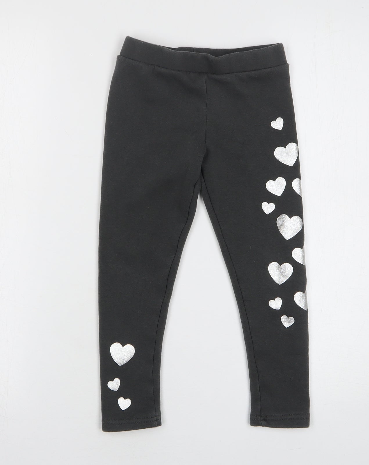 Primark Girls Grey Geometric Polyester Sweatpants Trousers Size 5-6 Years Regular Pullover - Hearts