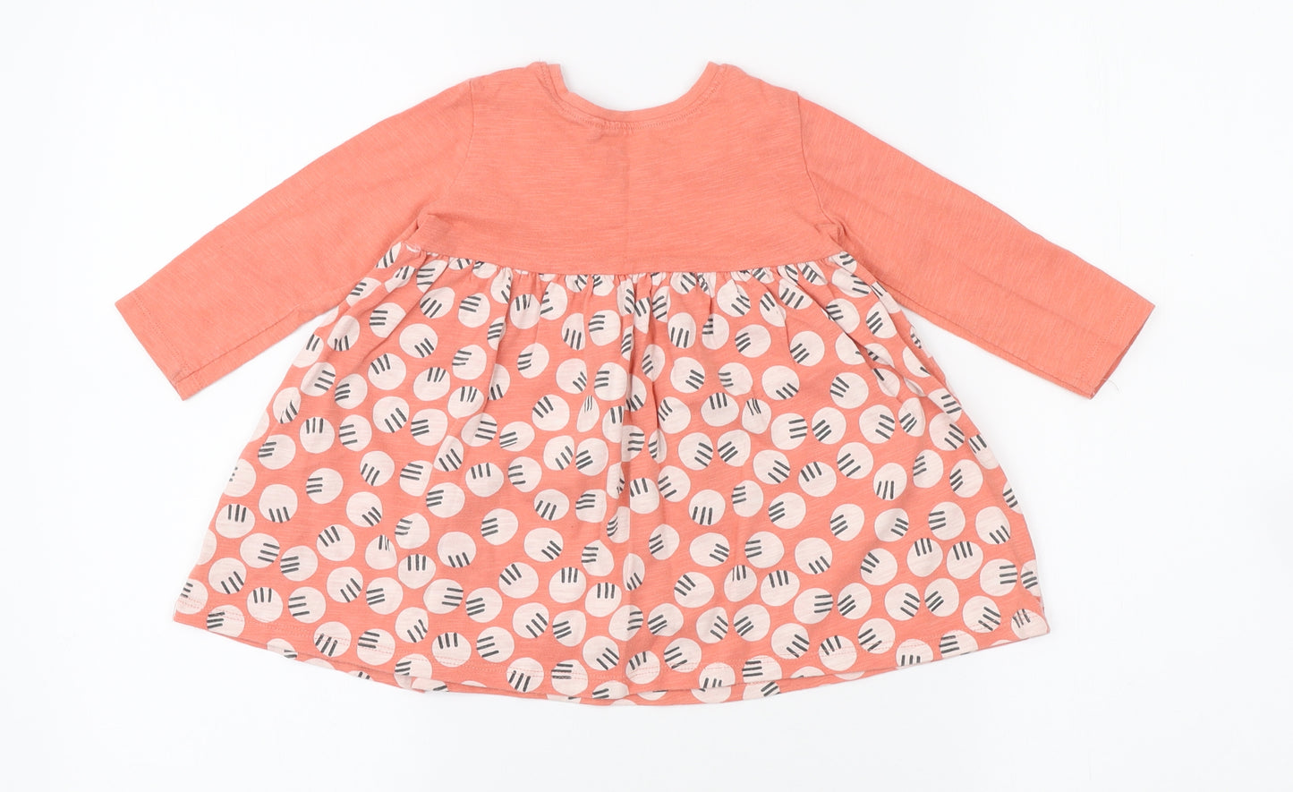 NEXT Girls Pink Geometric Cotton A-Line Size 9-12 Months Round Neck Pullover - Animal Face