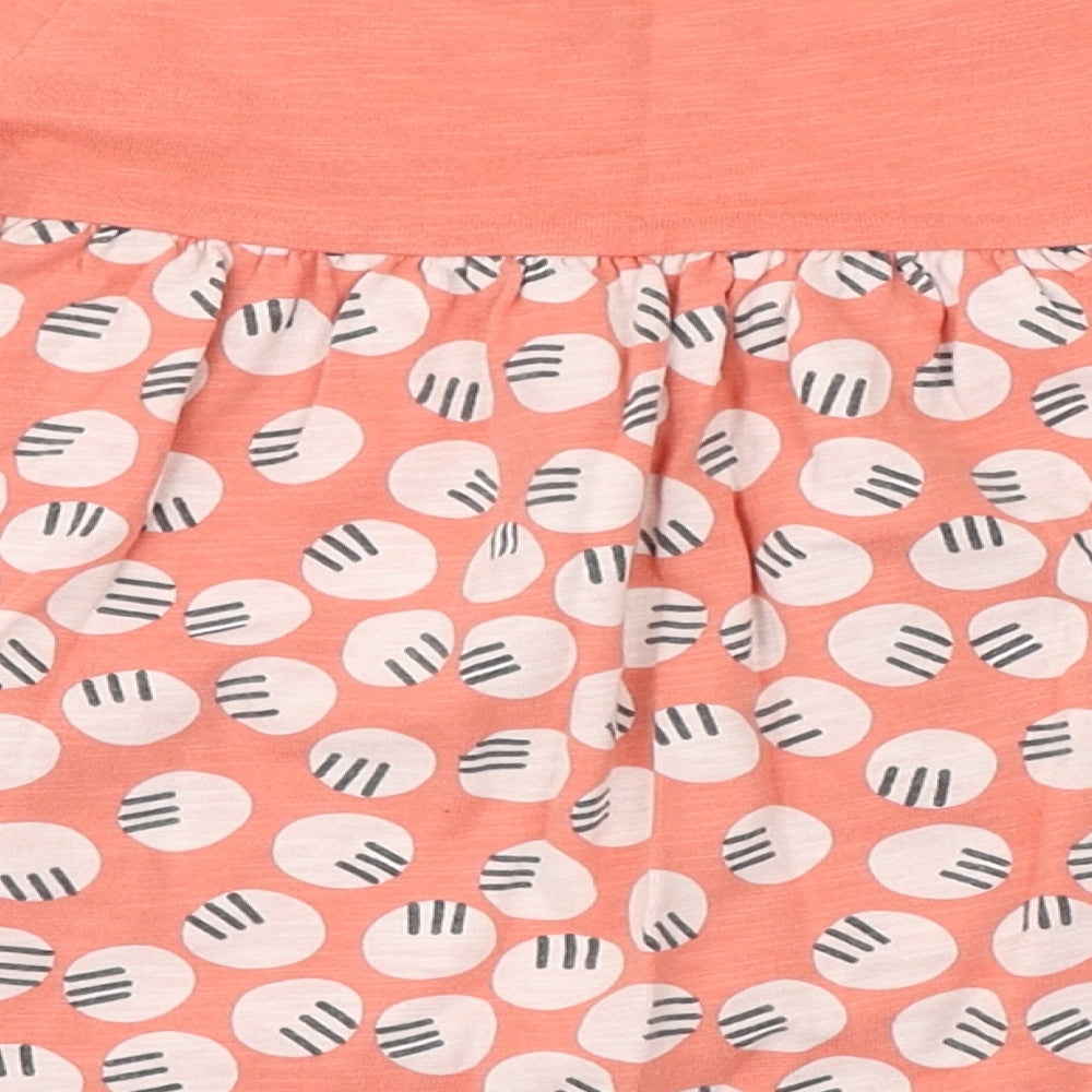 NEXT Girls Pink Geometric Cotton A-Line Size 9-12 Months Round Neck Pullover - Animal Face