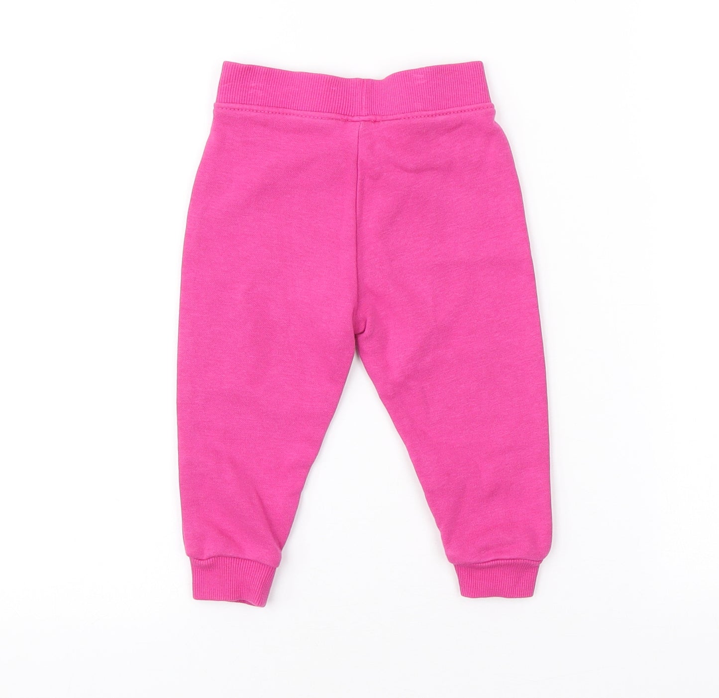 Dunnes Stores Girls Pink Cotton Jogger Trousers Size 6-9 Months Drawstring - Heart