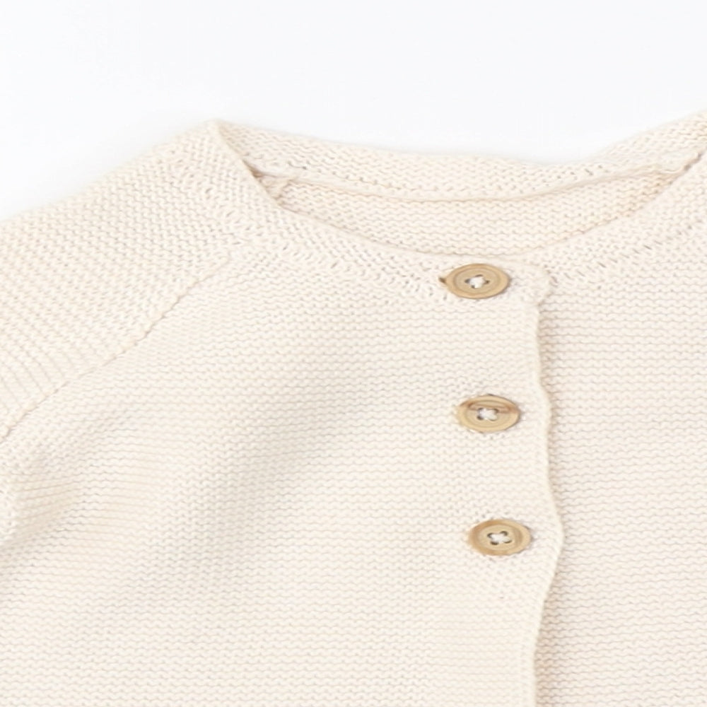 George Baby Beige Cotton Cardigan Jumper Size 3-6 Months Button