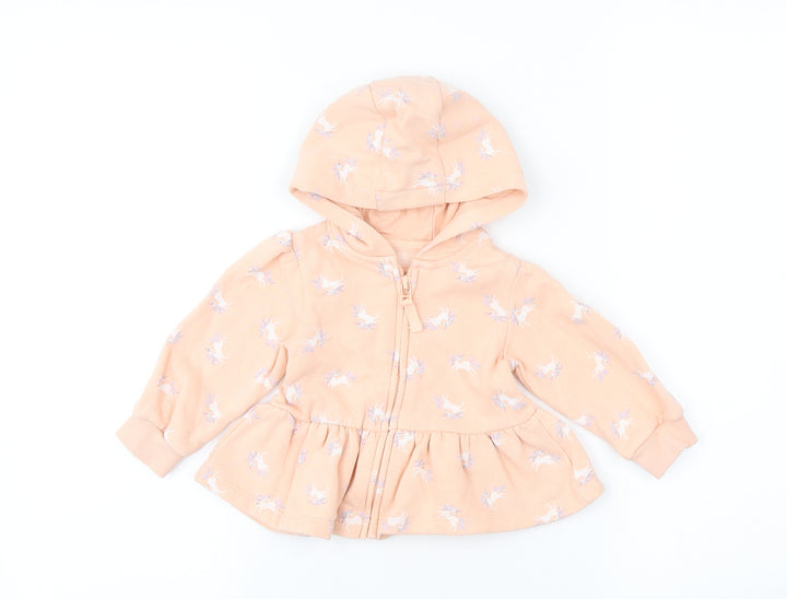 NEXT Girls Pink Geometric Jacket Size 6-9 Months Zip - Unicorn
