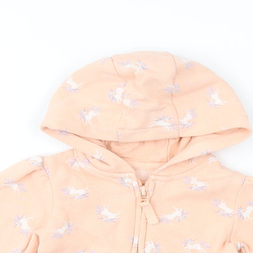 NEXT Girls Pink Geometric Jacket Size 6-9 Months Zip - Unicorn