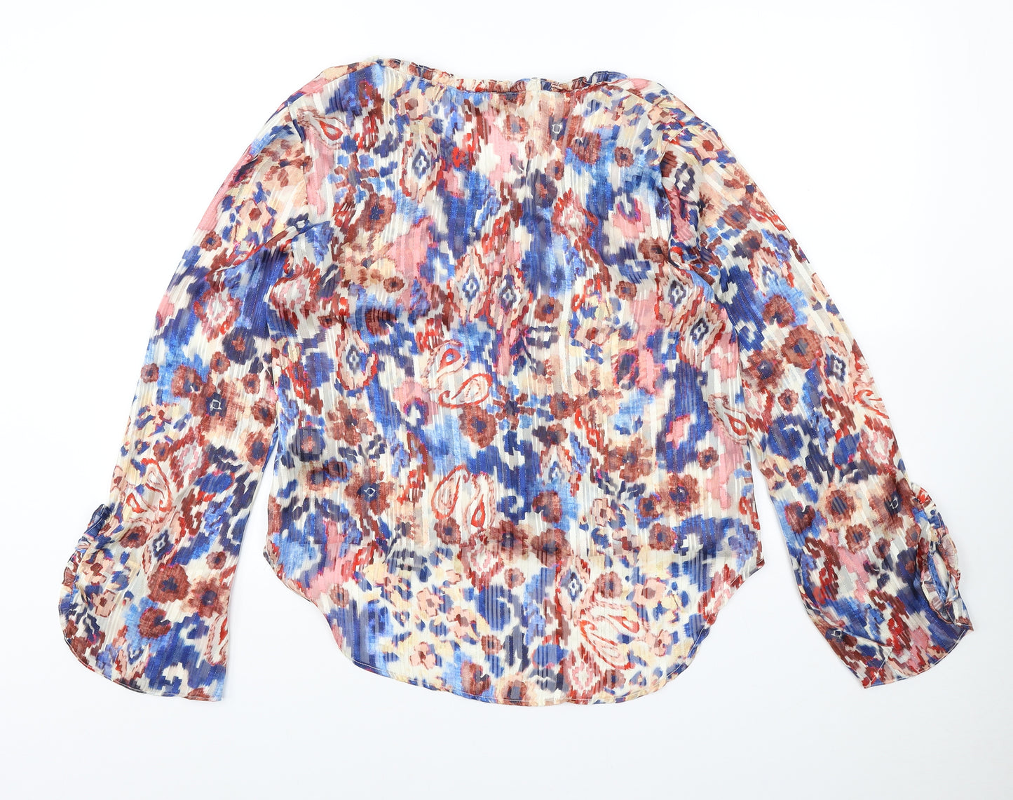 Zara Womens Multicoloured Polyester Basic Blouse Size M V-Neck - Tie dye, Flared sleeves