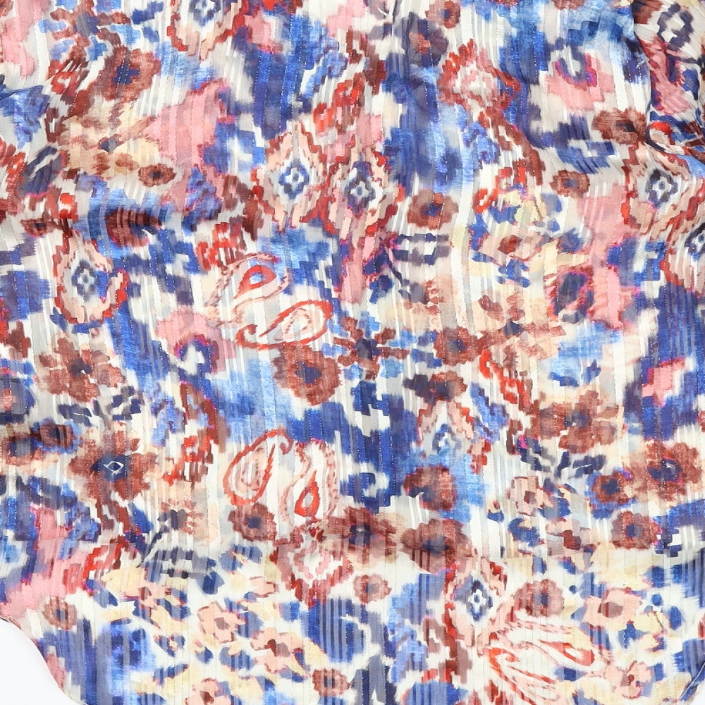 Zara Womens Multicoloured Polyester Basic Blouse Size M V-Neck - Tie dye, Flared sleeves