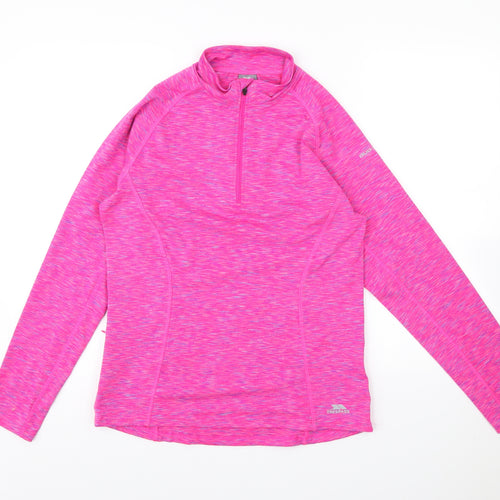 Trespass Womens Pink Polyester Basic Casual Size 14 High Neck Zip