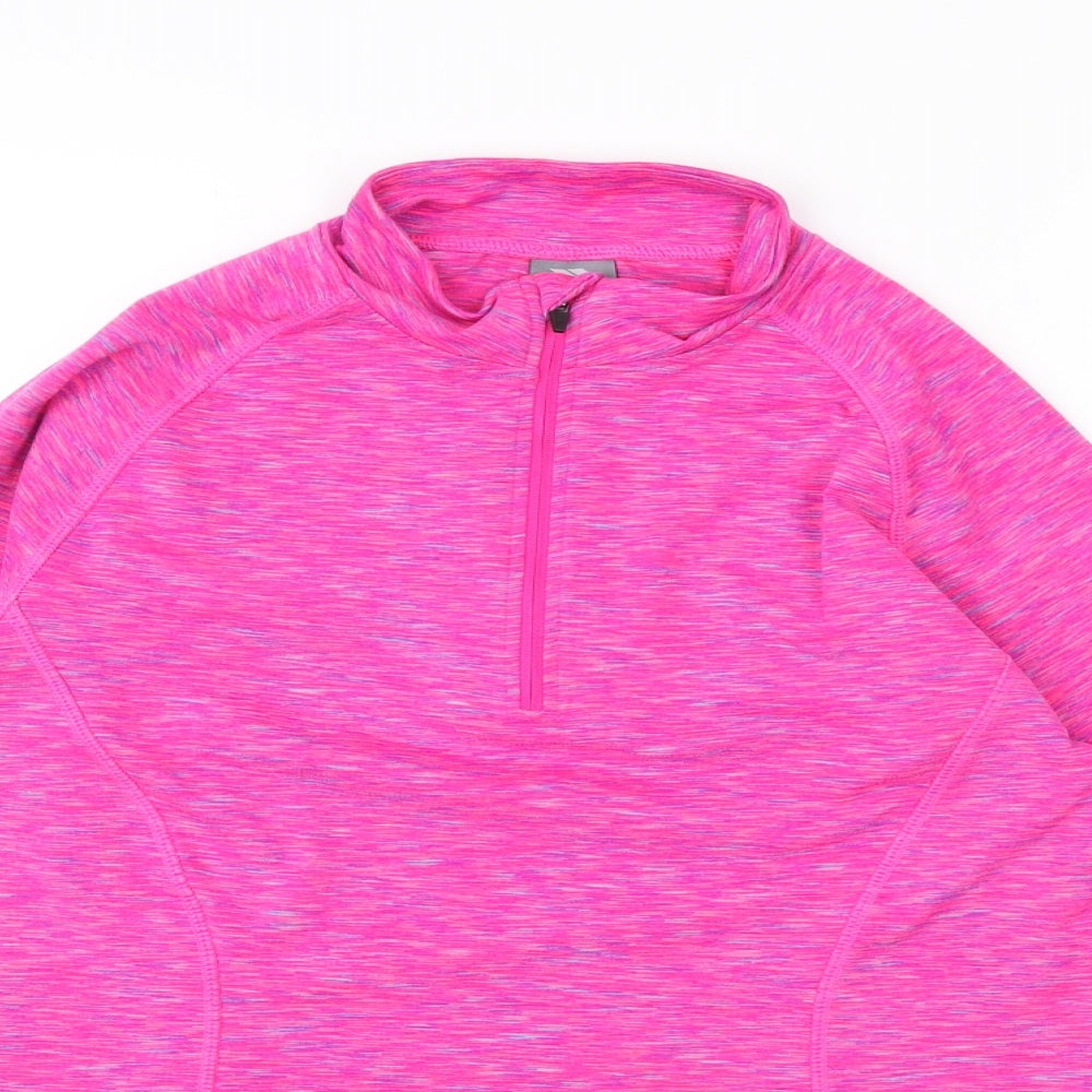 Trespass Womens Pink Polyester Basic Casual Size 14 High Neck Zip