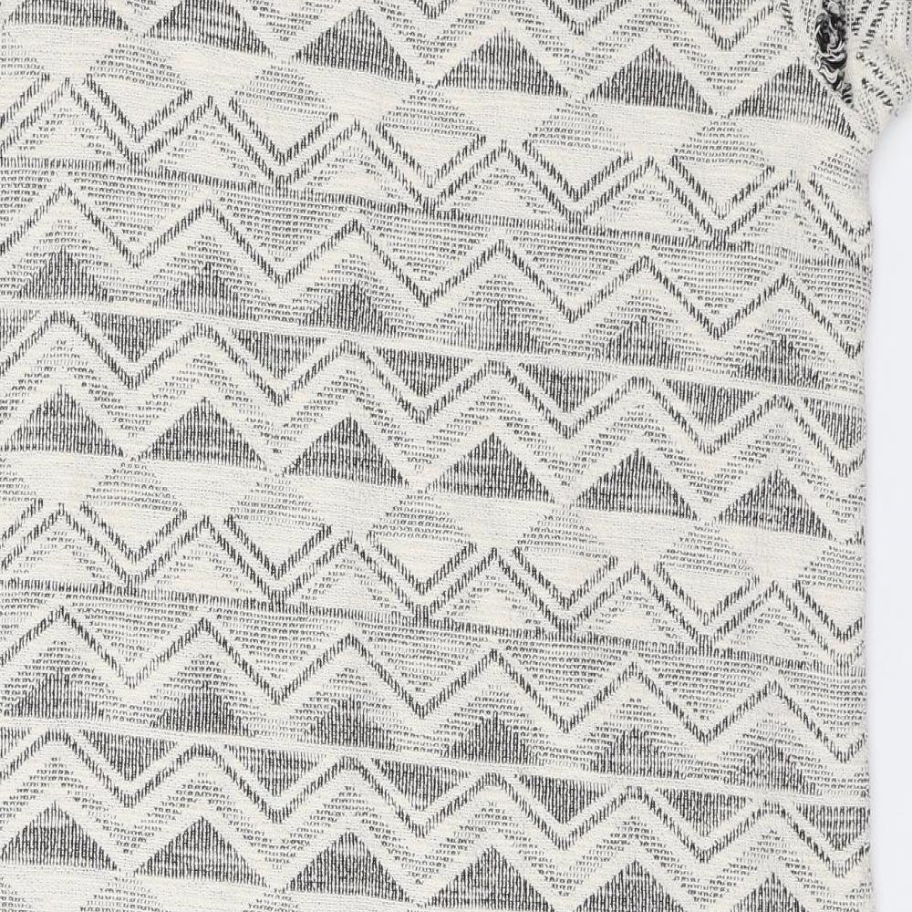 NEXT Womens Beige Geometric Cotton Sheath Size 18 Scoop Neck Pullover