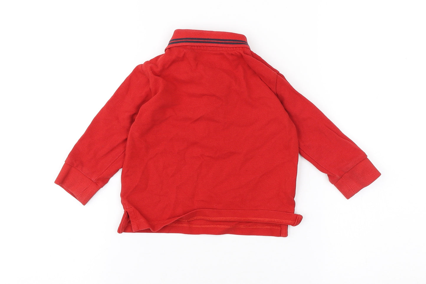 NEXT Boys Red Cotton Basic Polo Size 12 Months Collared Button - Dinosaur