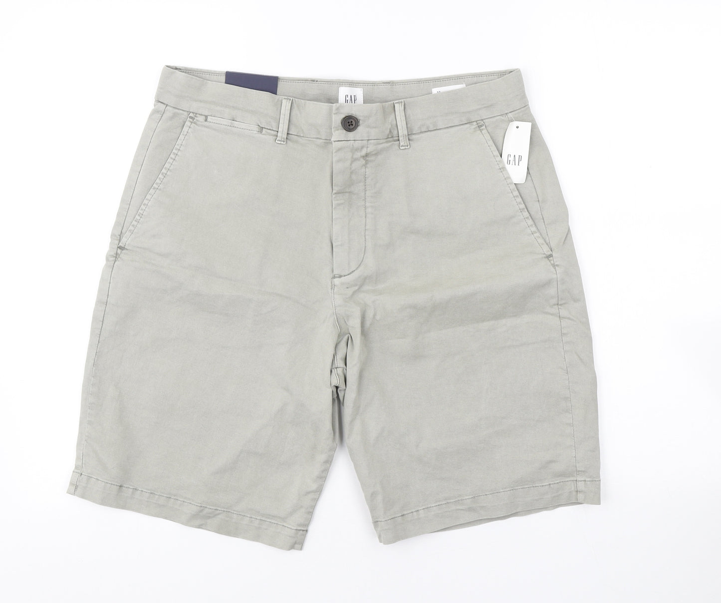 Gap Mens Grey Cotton Chino Shorts Size 32 in L9 in Regular Button