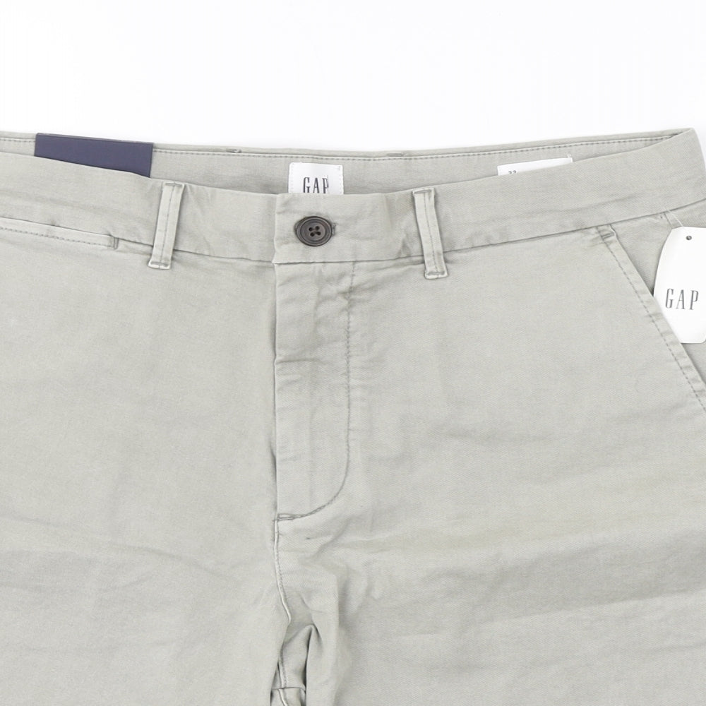 Gap Mens Grey Cotton Chino Shorts Size 32 in L9 in Regular Button