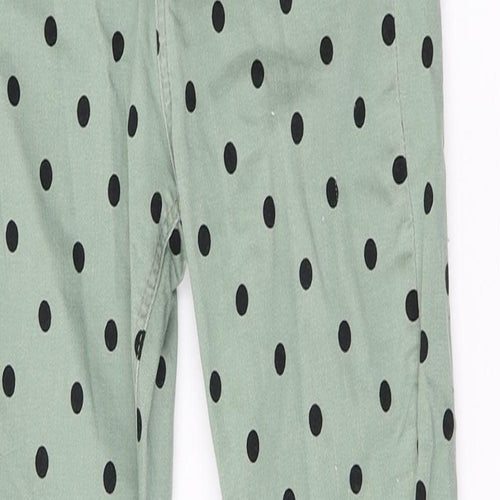 Stradivarius Womens Green Polka Dot Cotton Skinny Jeans Size 4 L26 in Regular Button