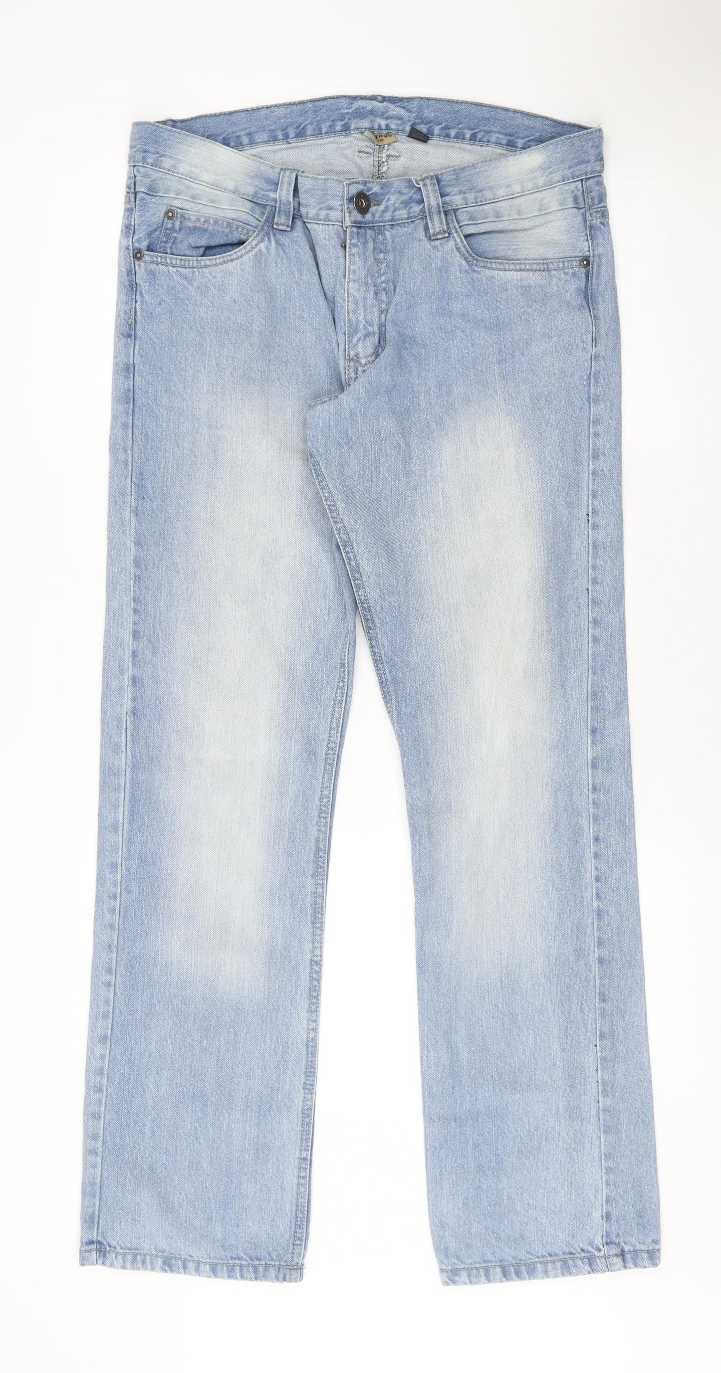 Livergy Mens Blue Cotton Straight Jeans Size 36 in L31 in Regular Button