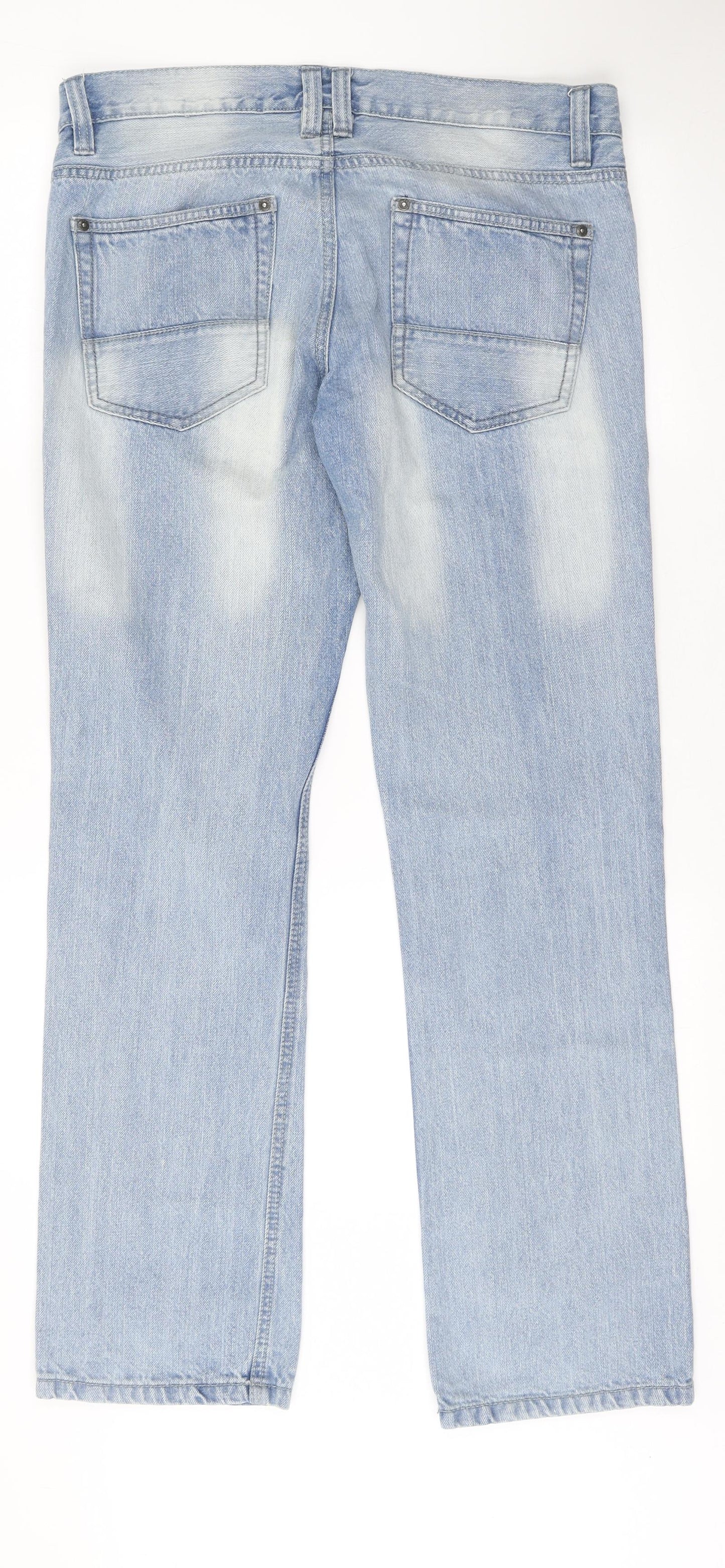 Livergy Mens Blue Cotton Straight Jeans Size 36 in L31 in Regular Button