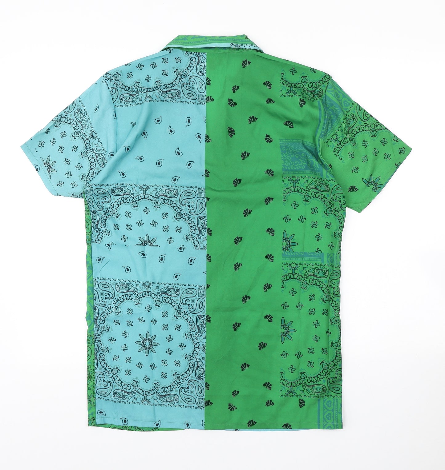 Boohoo Mens Multicoloured Paisley Polyester Button-Up Size XS Collared Button