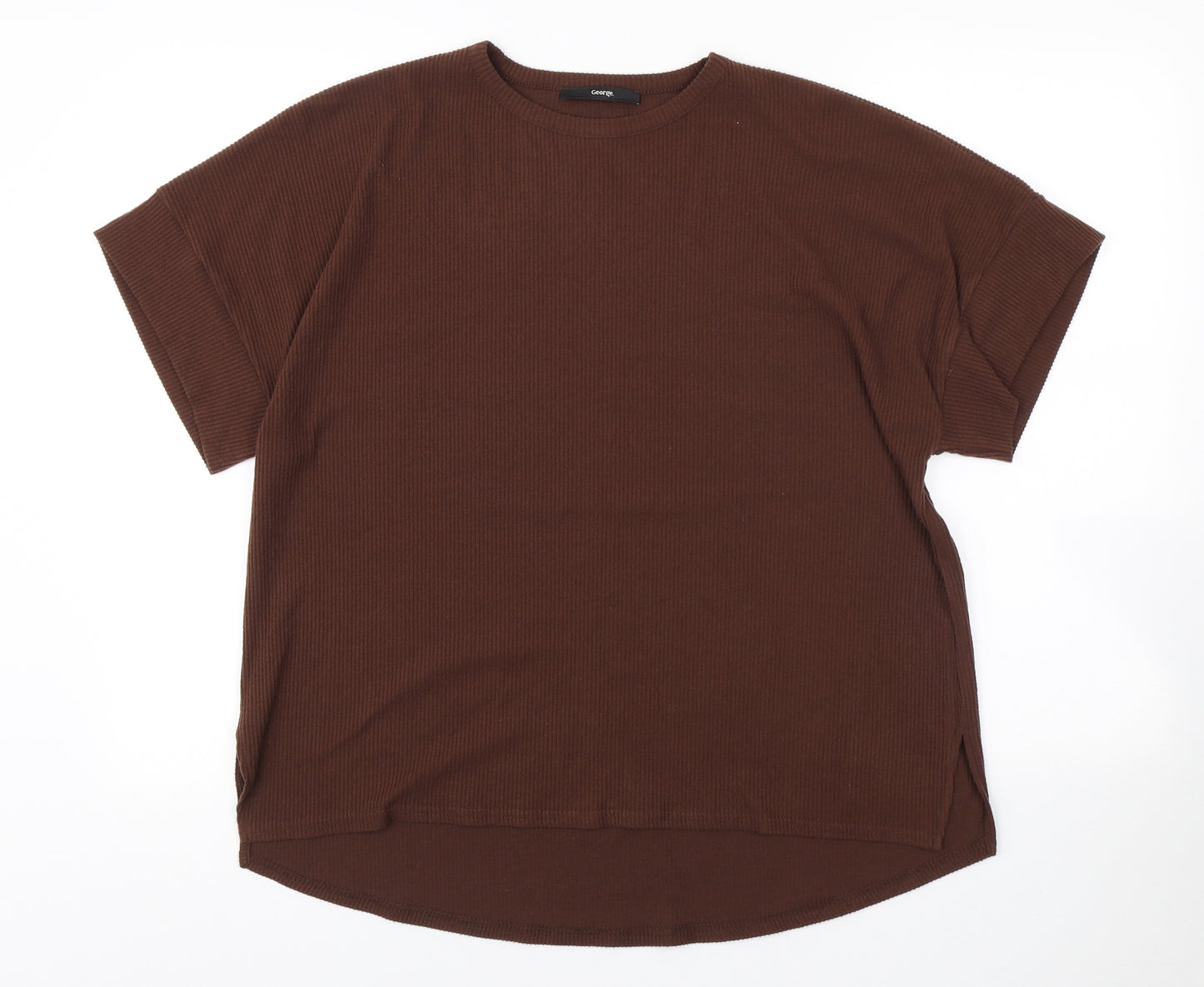 George Womens Brown Polyester Basic T-Shirt Size 18 Scoop Neck - Ribbed