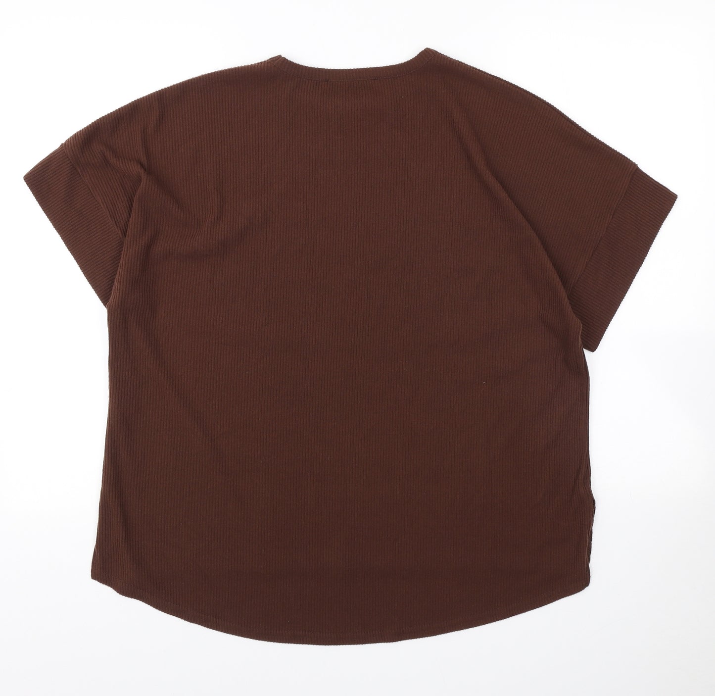 George Womens Brown Polyester Basic T-Shirt Size 18 Scoop Neck - Ribbed