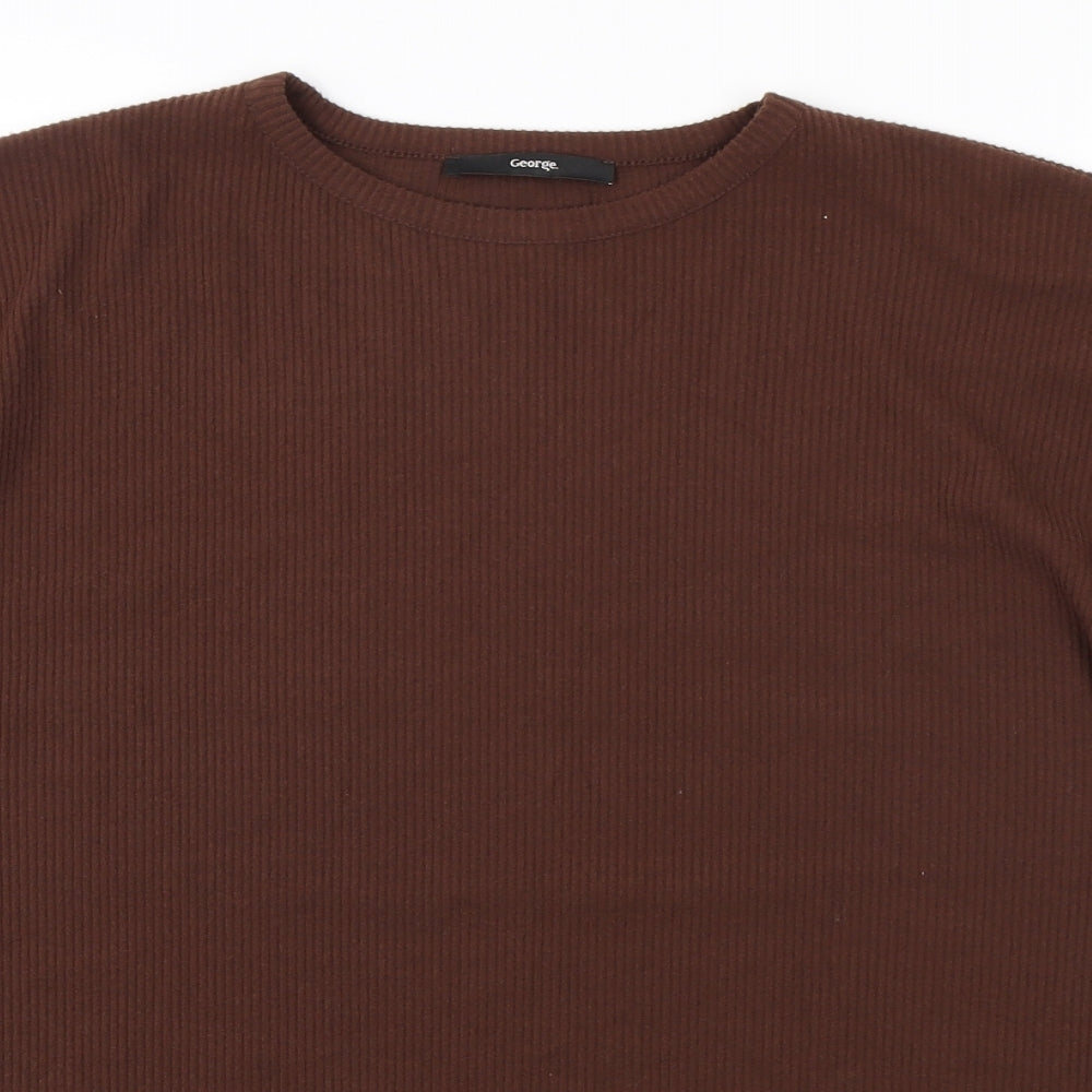 George Womens Brown Polyester Basic T-Shirt Size 18 Scoop Neck - Ribbed