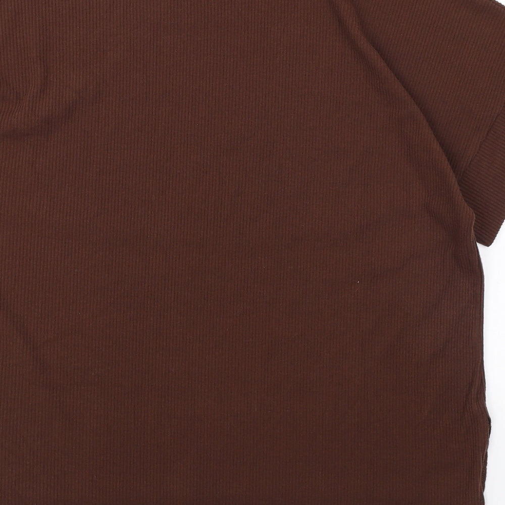 George Womens Brown Polyester Basic T-Shirt Size 18 Scoop Neck - Ribbed
