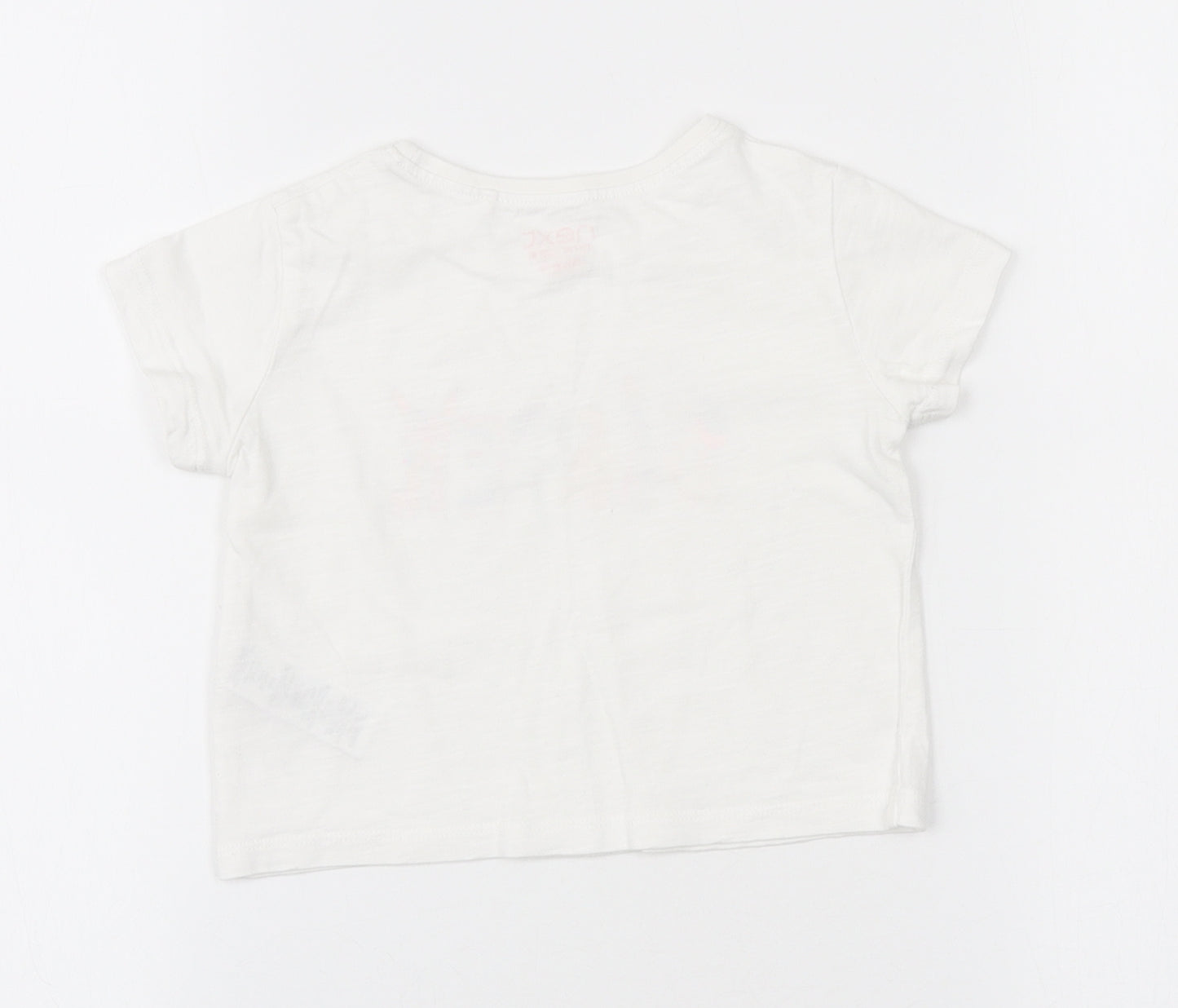 NEXT Girls White Cotton Basic T-Shirt Size 9-12 Months Round Neck Pullover - Sister