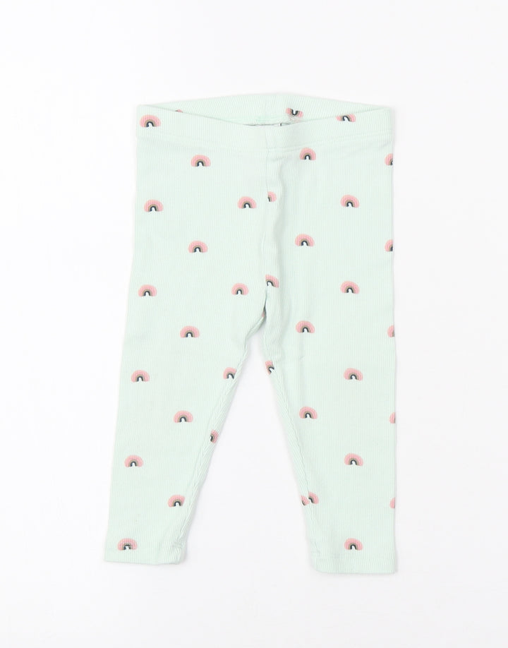 NEXT Girls Blue Cotton Jogger Leggings Size 9 Months Pullover - Rainbow