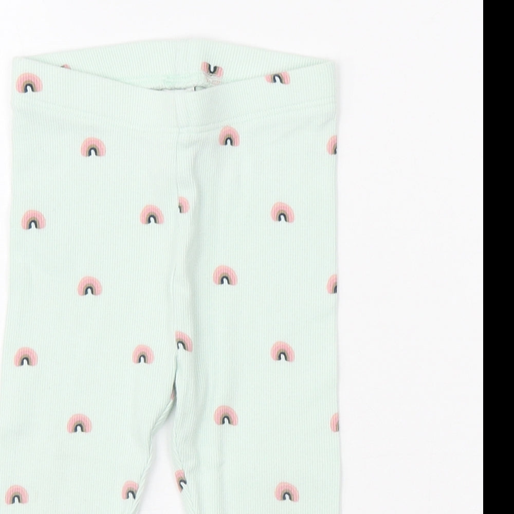 NEXT Girls Blue Cotton Jogger Leggings Size 9 Months Pullover - Rainbow