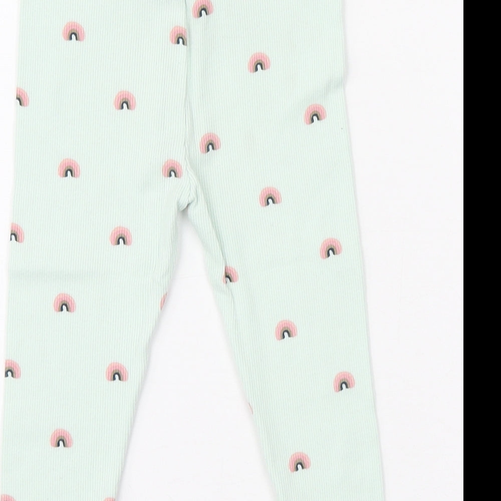 NEXT Girls Blue Cotton Jogger Leggings Size 9 Months Pullover - Rainbow