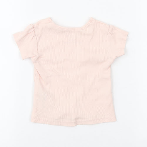 Primark Girls Pink Cotton Basic T-Shirt Size 9-12 Months Round Neck Pullover - Ribbed