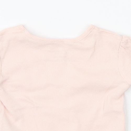 Primark Girls Pink Cotton Basic T-Shirt Size 9-12 Months Round Neck Pullover - Ribbed