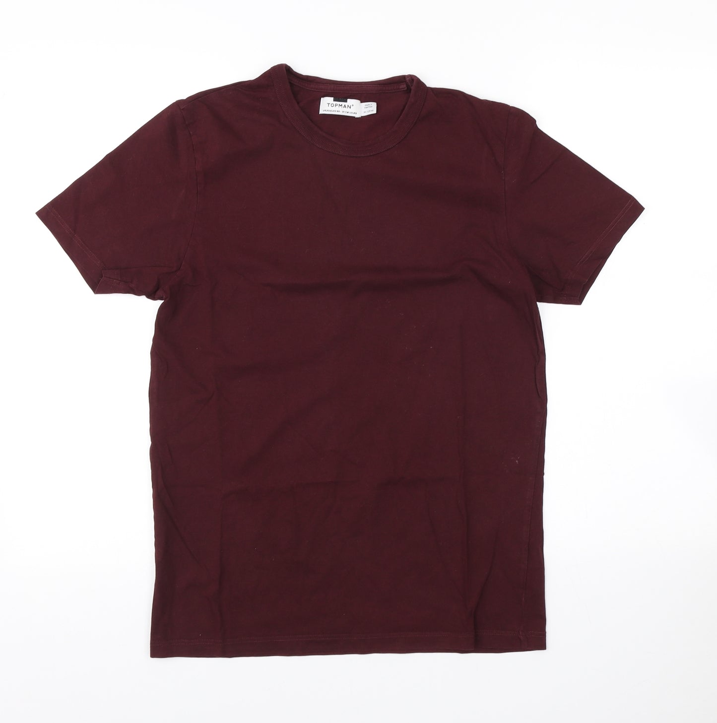 Topman Mens Red Cotton T-Shirt Size XS Crew Neck