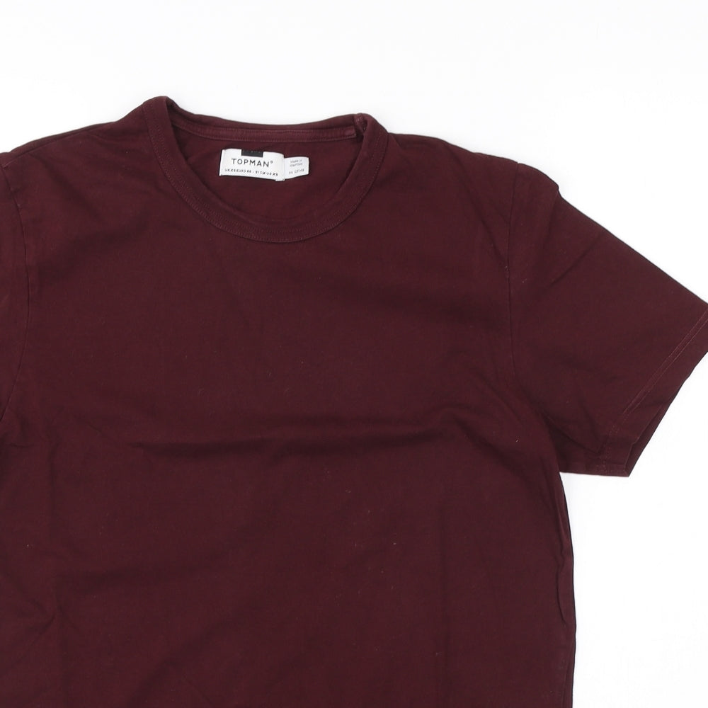 Topman Mens Red Cotton T-Shirt Size XS Crew Neck