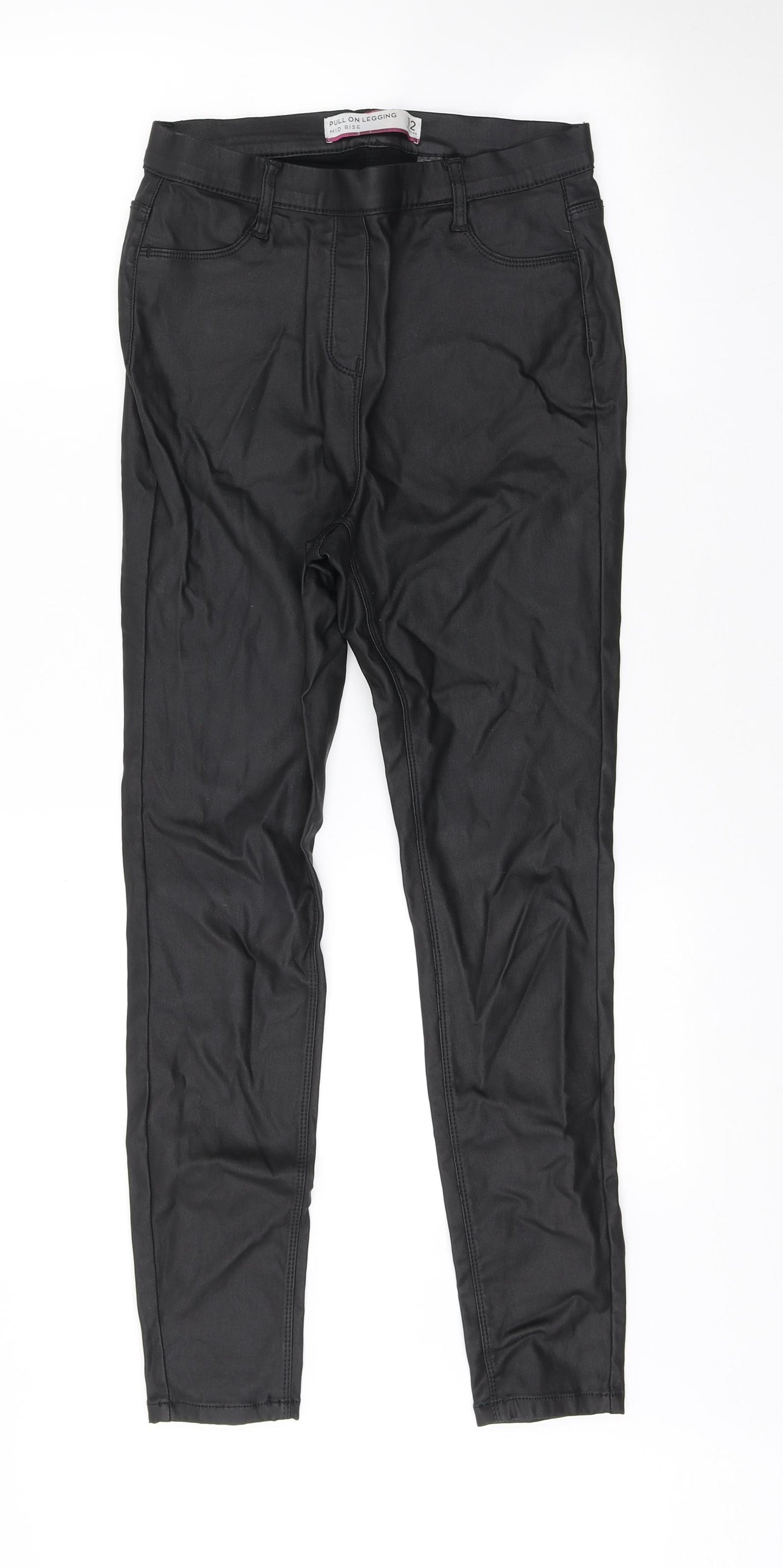 NEXT Womens Black Viscose Trousers Size 12 L27 in Regular