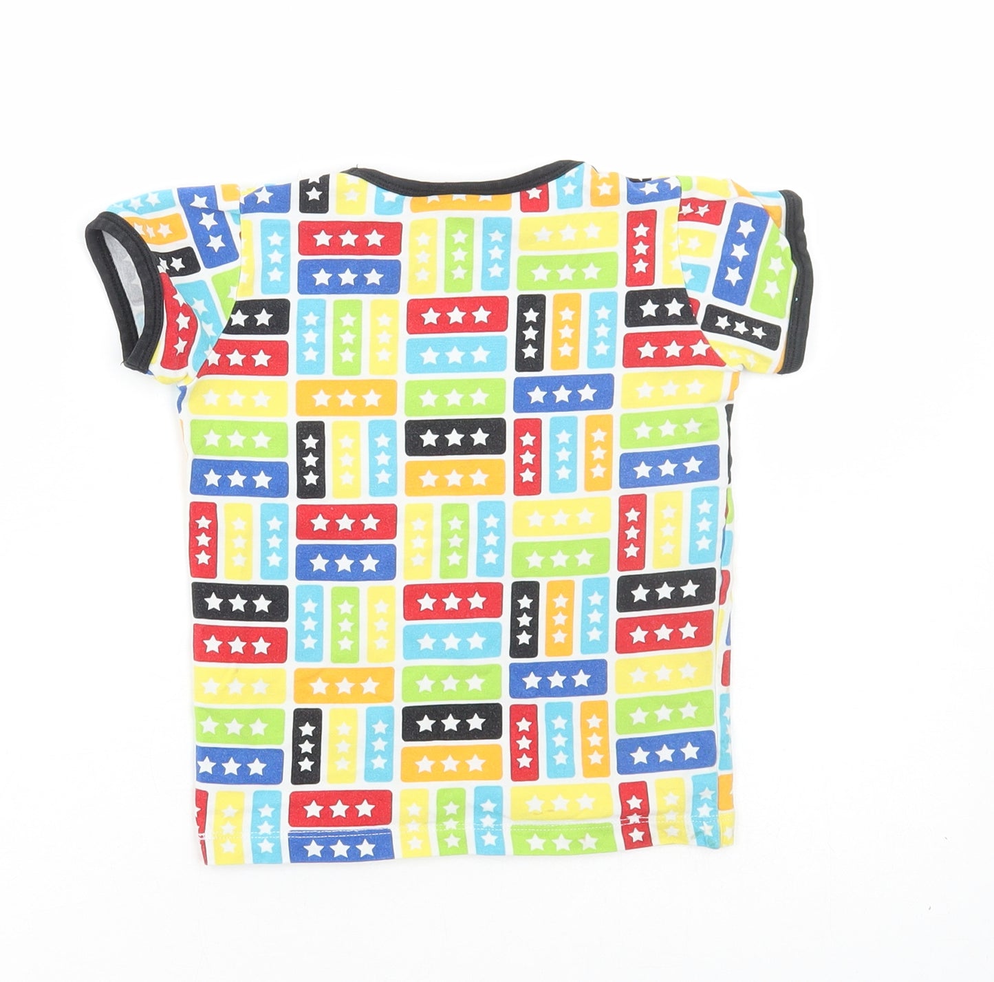 Villervalla Boys Multicoloured Geometric Cotton Basic T-Shirt Size 2 Years Round Neck Pullover - Star Print