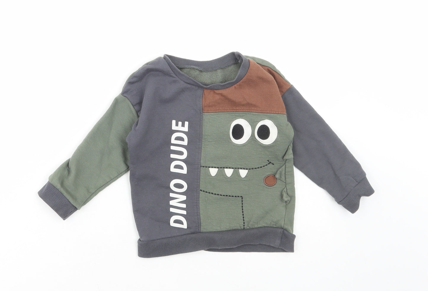 Dunnes Stores Boys Black Cotton Pullover Jumper Size 12-18 Months Pullover - Dinosaur