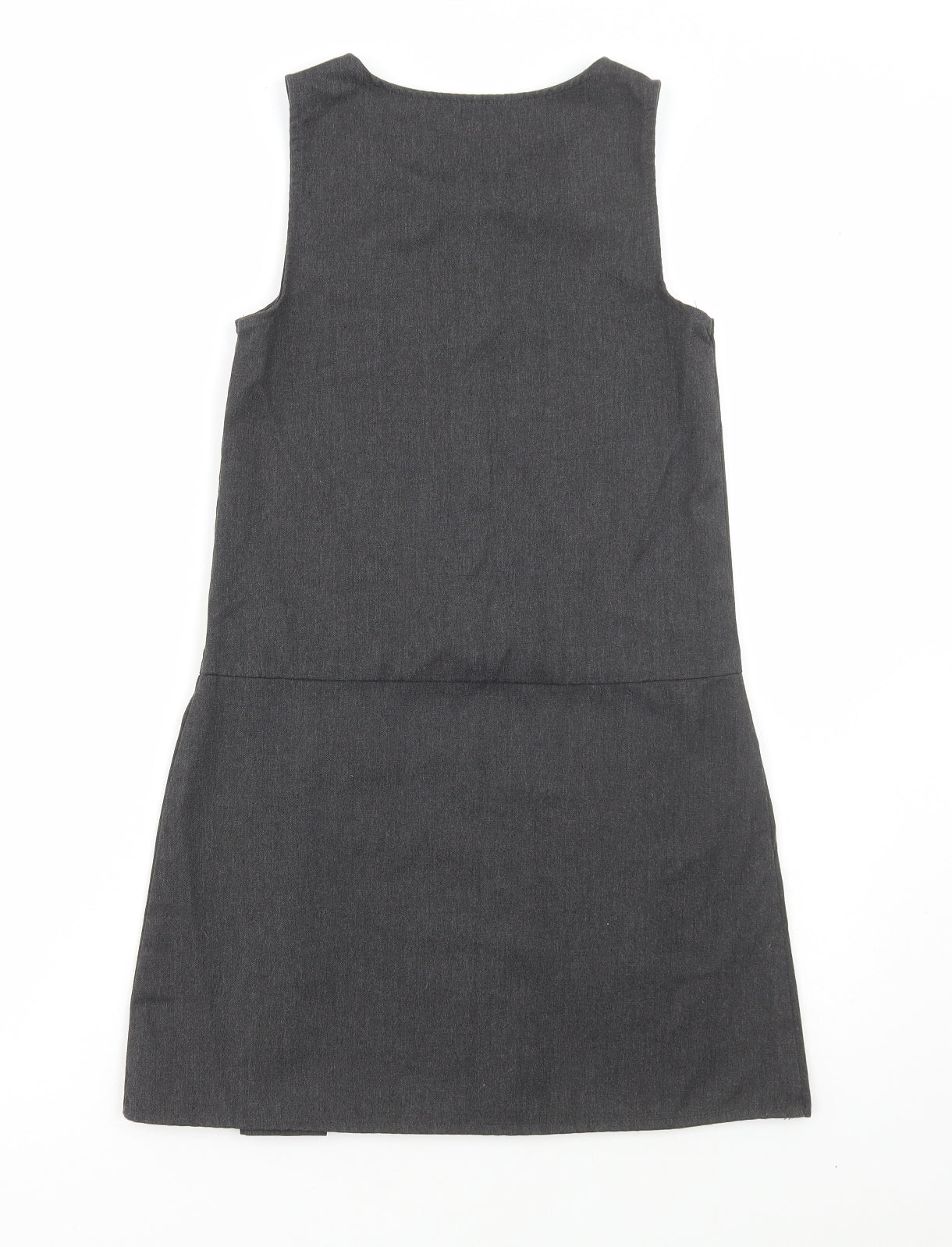 Lily & Dan Girls Grey Polyester Pinafore/Dungaree Dress Size 9-10 Years Round Neck Zip - School Wear