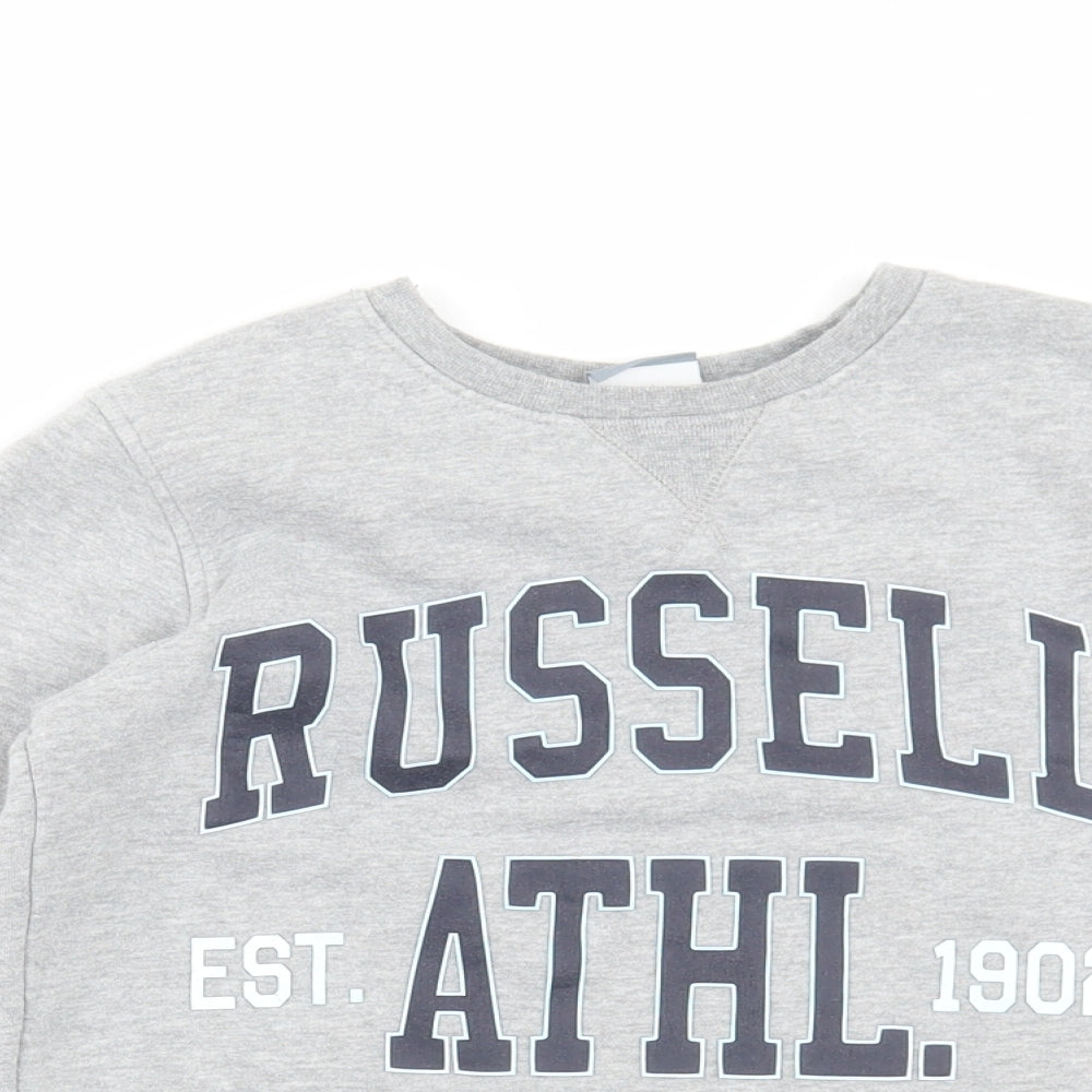 Russell Athletic Boys Grey Round Neck Cotton Pullover Jumper Size 9-10 Years Pullover