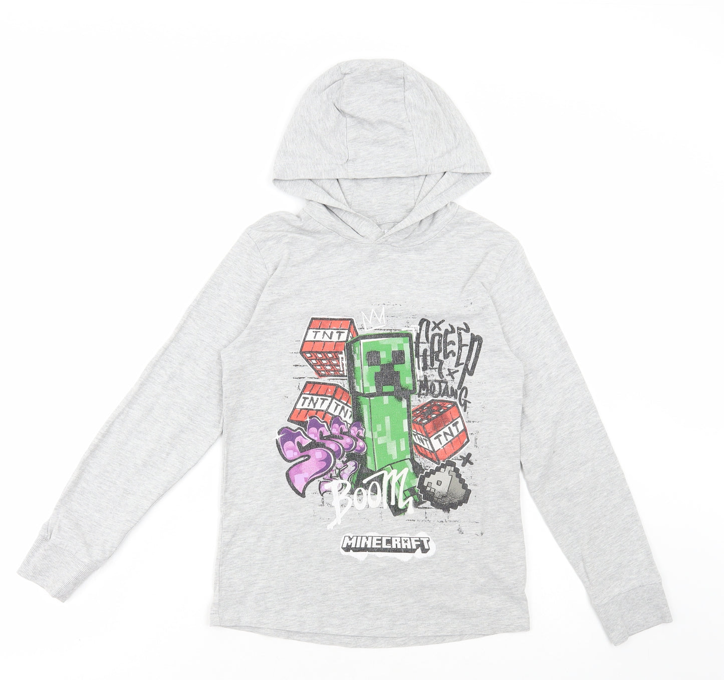 NEXT Boys Grey Round Neck Cotton Pullover Jumper Size 10 Years Pullover - Minecraft