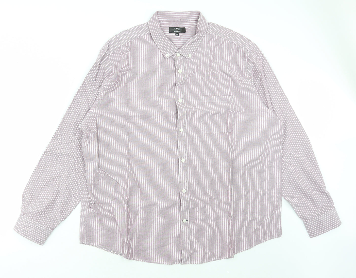 Dunnes Stores Mens Pink Striped Cotton Dress Shirt Size 3XL Collared Button