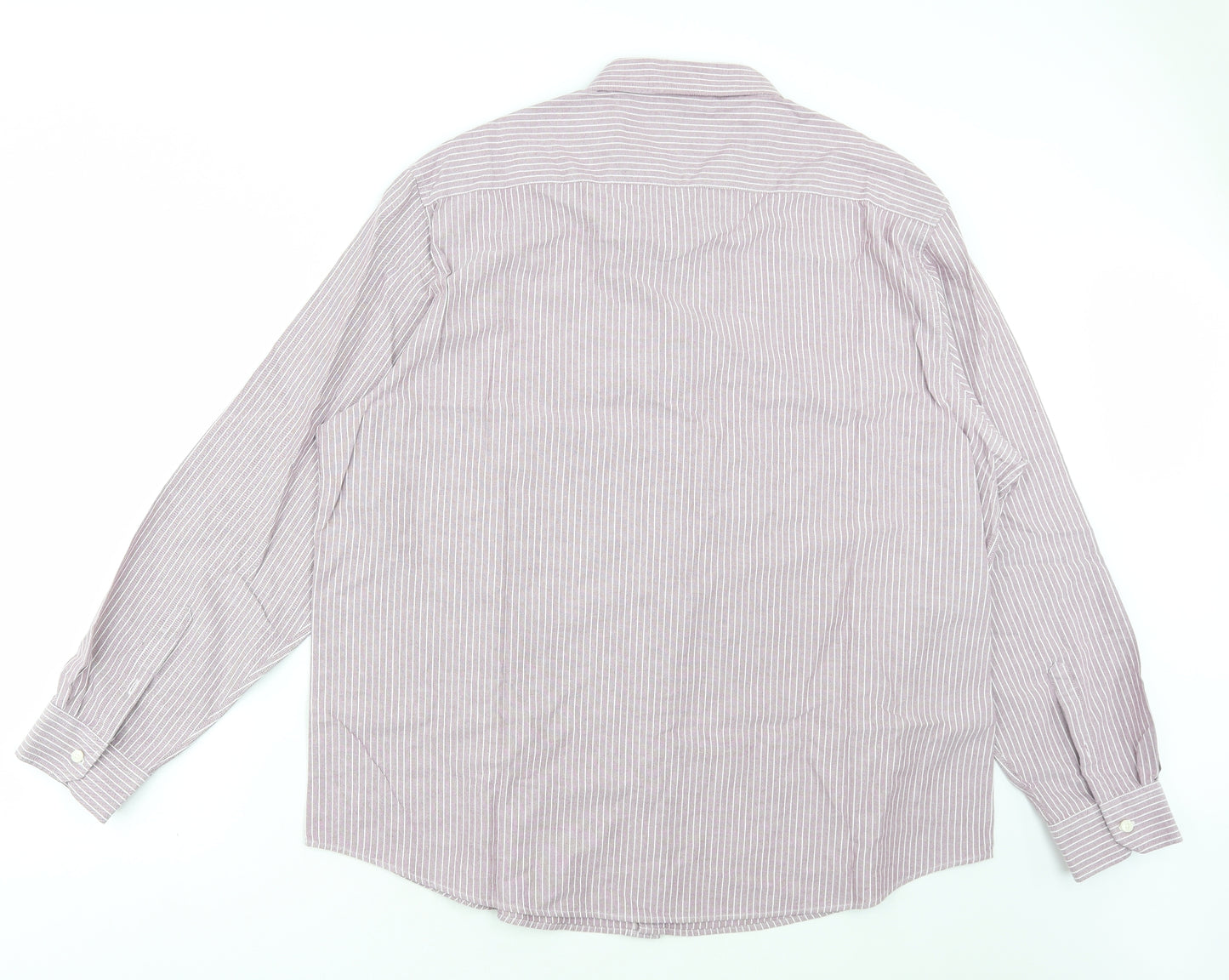 Dunnes Stores Mens Pink Striped Cotton Dress Shirt Size 3XL Collared Button