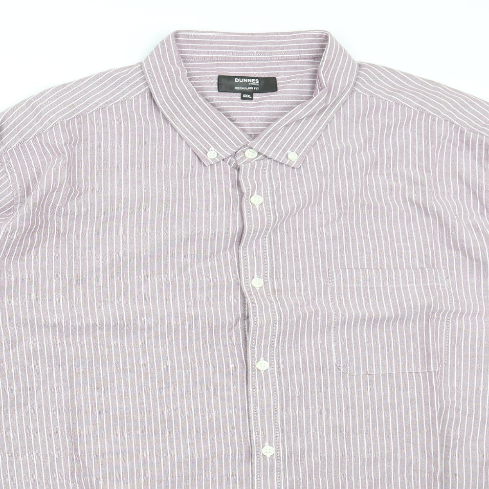 Dunnes Stores Mens Pink Striped Cotton Dress Shirt Size 3XL Collared Button