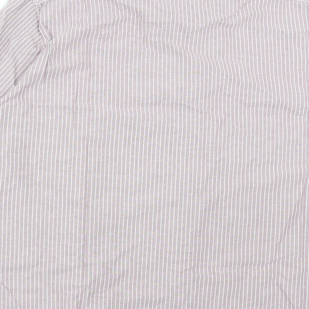 Dunnes Stores Mens Pink Striped Cotton Dress Shirt Size 3XL Collared Button