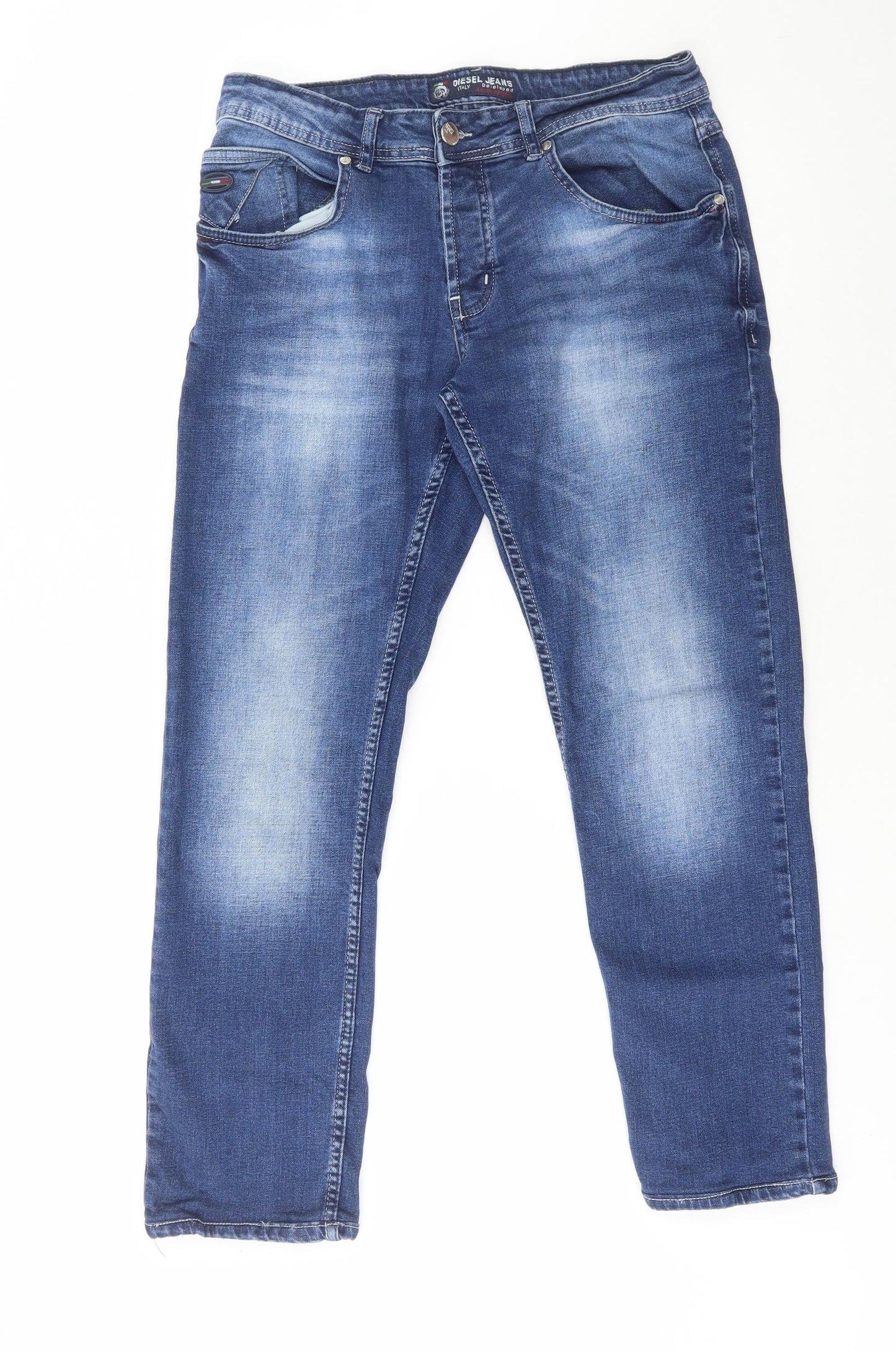 Diesel Mens Blue Cotton Straight Jeans Size 34 in L34 in Regular Button