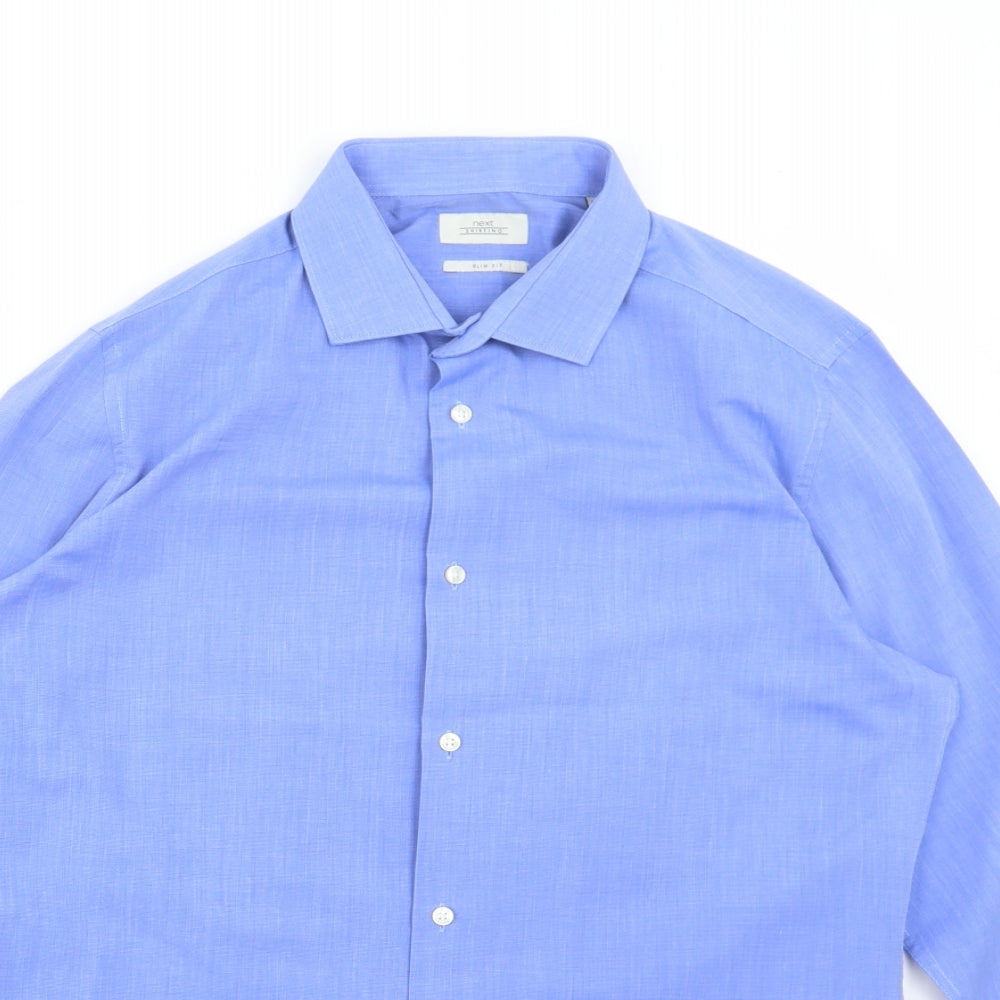 NEXT Mens Blue Polyester Dress Shirt Size 15.5 Collared Button